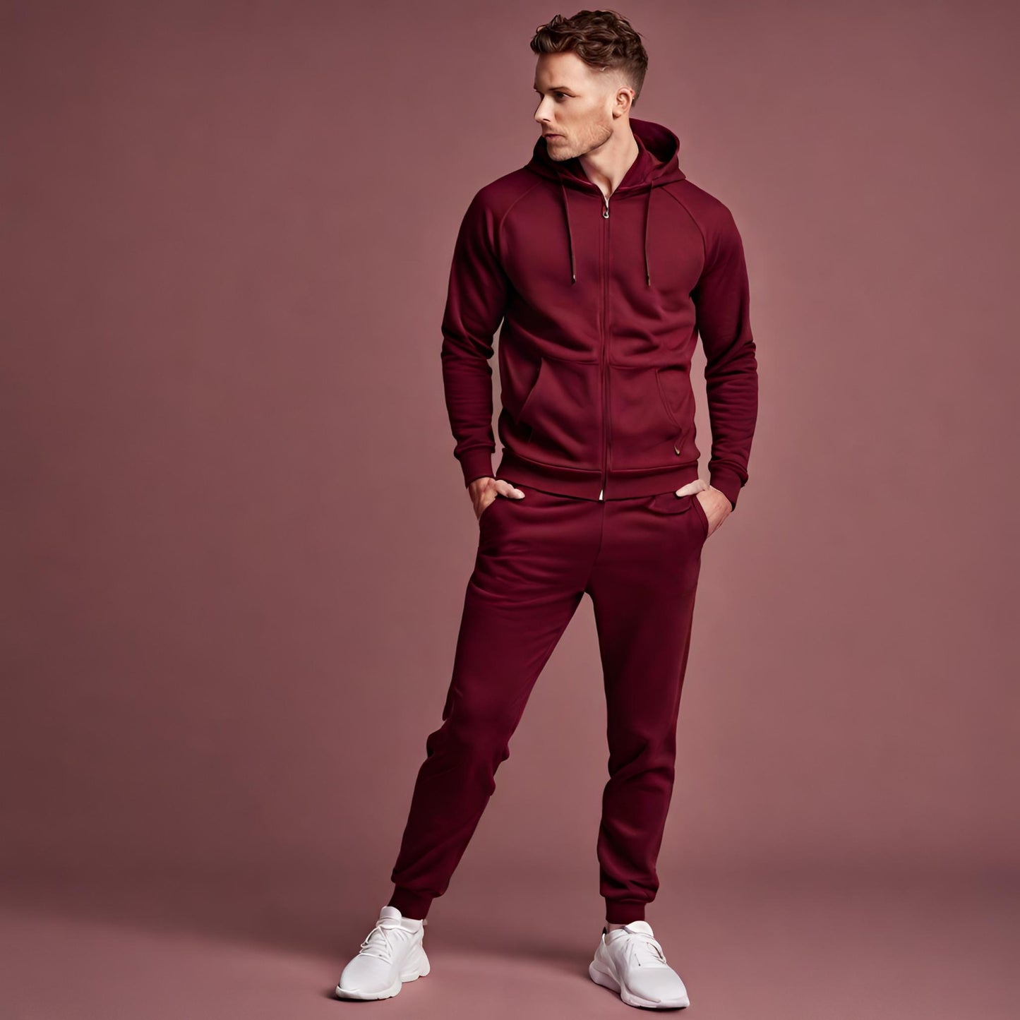 PREMIUM QUALITY PLAIN TRACKSUIT (Burgundy)