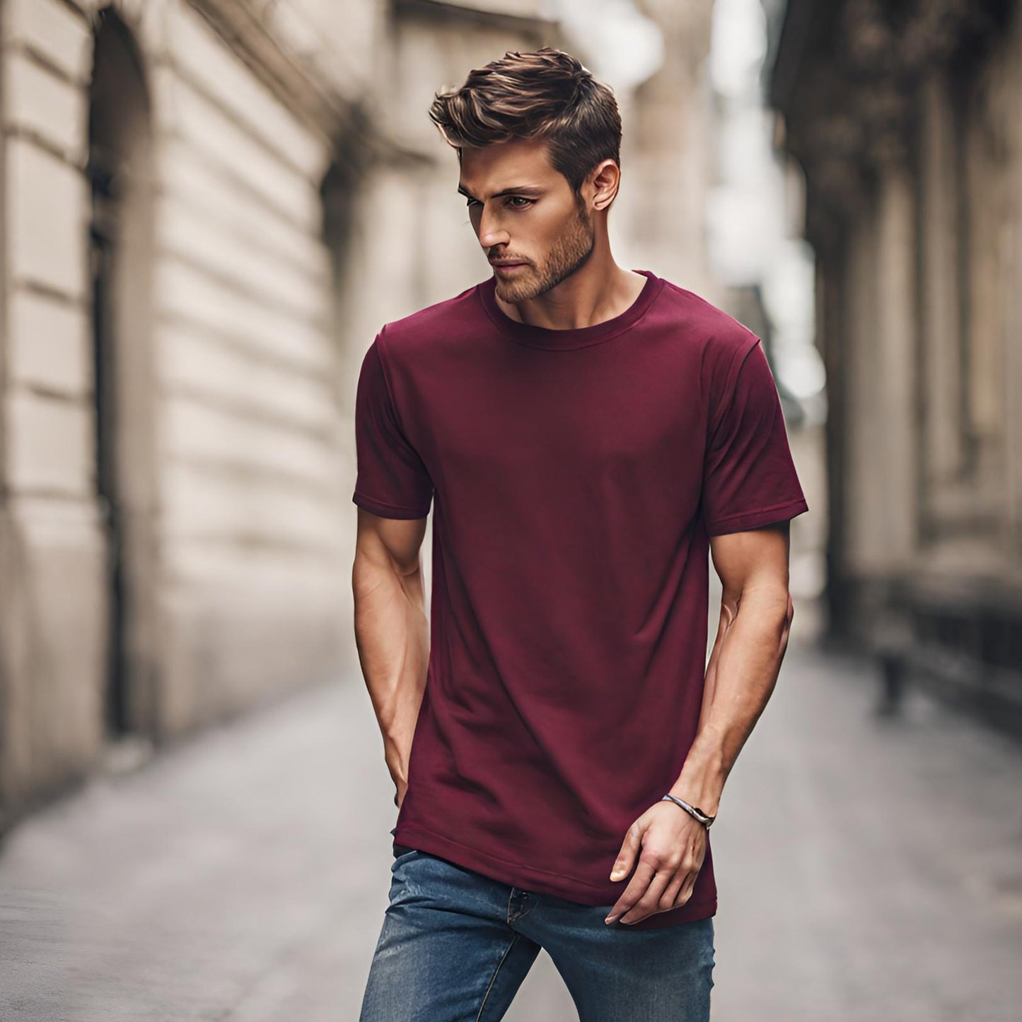 PREMIUM QUALITY PLAIN T-SHIRT (Burgundy)